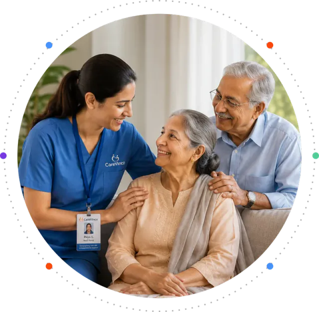 Caregiver supporting an older adult at home