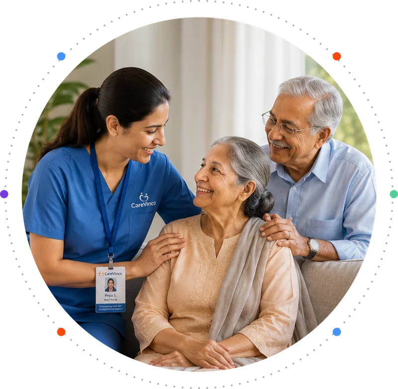 Caregiver supporting an older adult at home